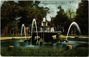 1903 Nagymarton, Mattersdorf, Mattersburg; szökőkút / fountain / Brunnen + Bécs-Nagy-Kanizsa 24. sz. mozgóposta