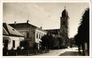 1938 Losonc, Lucenec; Evangélikus templom, Baptista Testvéri Egység háza / church, baptist house + &quot;Plesivec-Zilina-Bratislava&quot; mozgóposta (EK)