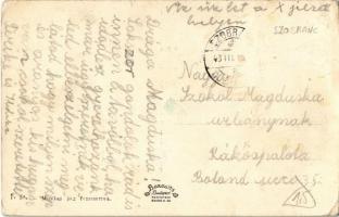 1943 Szobránc, Sobrance; utca, üzletek, autó / street, shops, automobile (Rb)