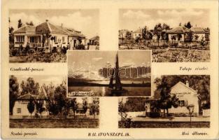 1947 Balatonszéplak (Siófok), Gradisohl penzió, Naplemente, vitorlás, Telepi részlet, Szabó penzió, Balatonszéplak-Alsó vasútállomás