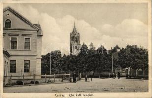 19259 Csepreg, Római katolikus templom, plébánia és iskola. Szabó Antal kiadása (EK)