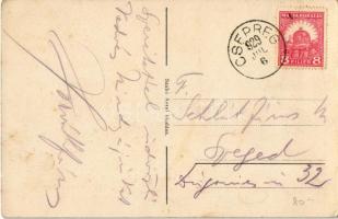 19259 Csepreg, Római katolikus templom, plébánia és iskola. Szabó Antal kiadása (EK)