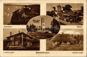 1941 Balatonakarattya, Balaton-part, Vasútállomás, Római katolikus templom, Cserkész üdülő (ragasztónyom / glue marks)