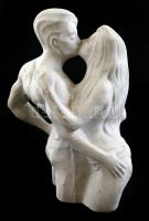 V jelzéssel: Csók (erotikus jelenet), mázatlan kerámia, kopásnyomokkal, m: 26 cm