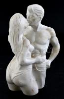 V jelzéssel: Csók (erotikus jelenet), mázatlan kerámia, kopásnyomokkal, m: 26 cm