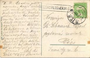 1914 Eszék, Osijek, Esseg; port with boating couple / csónakázó pár a kikötőnél