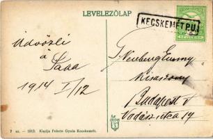 1914 Kecskemét, Szabadság tér, lovaskocsi, templom, Adriai Biztosító Társulat főügynöksége, Moskovit...