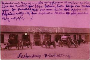 ~1900 Kisszeben, Zeben, Sabinov; laktanya ágyúkkal szekereken / Nachmittags Unterhaltung / K.u.K. military barrack, cannons on carts. photo  (EK)