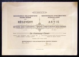 1918 MArosvásárhelyi Kőolajfinomítógyár RT. 200 K részvény / Targu-Mures Oil refinery Co. 200 K share