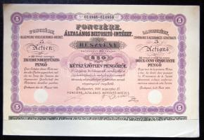 1926. "Fonciére Biztosító RT." részvénye 250P-ről, magyar, német és francia nyelven