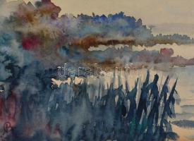 Bernáth jelzéssel: Balaton. Akvarell, papír, üvegezett fa keretben, 34x48 cm