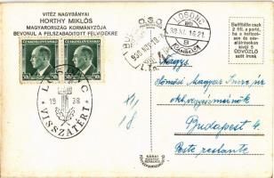 1938 Komárom, Komárnó; Vitéz Nagybányai Horthy Miklós bevonulása fehér lovon / entry of the Hungaria...