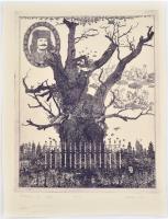 Zala Tibor (1920-2004): Rákóczi fája. Rézkarc, papír, jelzett, datált (1982). Művészpéldány EA. 39x2...