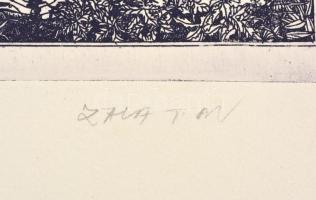 Zala Tibor (1920-2004): Rákóczi fája. Rézkarc, papír, jelzett, datált (1982). Művészpéldány EA. 39x2...