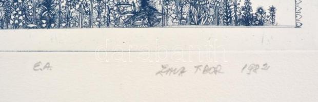 Zala Tibor (1920-2004): Balatonakarattyai legenda. . Rézkarc, papír. Jelzett, datált (1982). Művészp...