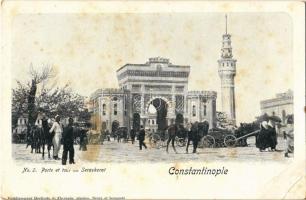 Constantinople, Istanbul; Porte et tour du Seraskerat / Seraskier (Beyazit)Tower and gate, market (EB)