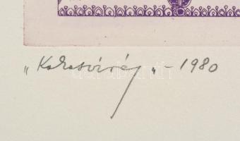 Zala Tibor (1920-2004): Kakasvirág. Színes rézkarc, papír. Jelzett, datált (1980), művészpédány EA X...