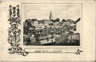 1915 Skawina, Widok Rynku w Skawinie / market square. Art Nouveau, floral (EK)