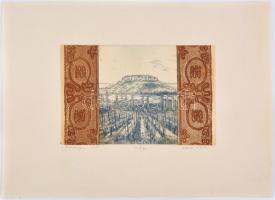 Zala Tibor (1920-2004): Badacsony 1981. Rézkarc, papír, Jelzett, művészpéldány. EA III/XIV. 21x32 cm