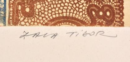 Zala Tibor (1920-2004): Badacsony 1981. Rézkarc, papír, Jelzett, művészpéldány. EA III/XIV. 21x32 cm