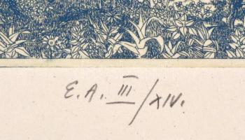 Zala Tibor (1920-2004): Badacsony 1981. Rézkarc, papír, Jelzett, művészpéldány. EA III/XIV. 21x32 cm