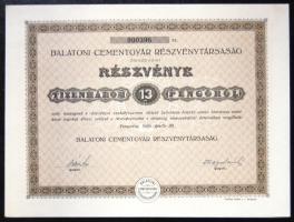 1926 Balatoni Cementgyár RT. 13 P részvény / Decorative share