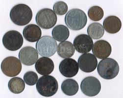 25db-os vegyes magyar és külföldi érmék, közte több Ag T:1-,2 patina 25pcs of mixed hungarian and foreign coins, including some Ag coins C:AU, XF patina