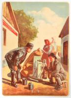 cca 1950-1960 Begyűjtésben élenjáró .. T. Sz. Cs.nek!, kisméretű propaganda plakát, az alján két lyukkal, 32x22 cm