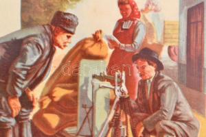 cca 1950-1960 "Begyűjtésben élenjáró .. T. Sz. Cs.nek!", kisméretű propaganda plakát, az a...