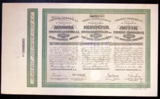 1921 Temerini Takarékpénztár RT. 100 K / Temerin bank decorative share