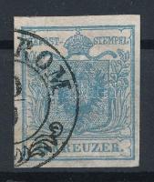 9kr HP I greyblue  stamp with plate flaws, silky paper Magistris 94. 