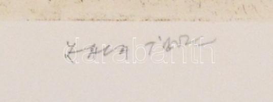 Zala Tibor (1920-2004): Napsütötte tornyok. Rézkarc, papír, jelzett, 40×29 cm