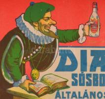 cca 1910 Diana sósborszesz plakát, árváltozás miatt felülragasztott árral, paszpartuban, 29×43 cm