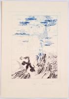 Zala Tibor (1920-2004): Odüsszeusz. Színes rézkarc, papír, jelzett, művészpéldány E.A. 40×30 cm