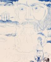 Zala Tibor (1920-2004): Odüsszeusz. Színes rézkarc, papír, jelzett, művészpéldány E.A. 40×30 cm