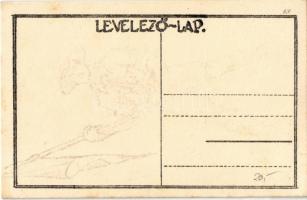 Cserkész Levelező-Lap / Hungarian scout art postcard s: Petzy