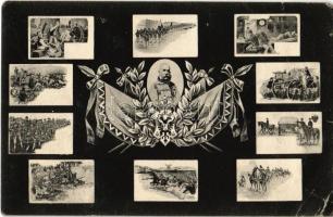 1908 Ferenc József császár és hadserege. Szecessziós mozaik / Franz Joseph and his army. Art Nouveau (EB)