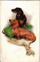 1917 Dachshund dogs. M. Munk Vienne Nr. 883.