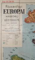 cca 1914-1918 Rózsavölgyi Európai háború kézi térképe,1:3,900.000, litografált térkép, Bp., Rózsavöl...