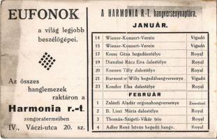 Jákó Margit zongoraestélye 1913. február 24-én a Royal teremben. Eufonok a világ legjobb beszélőgépe...