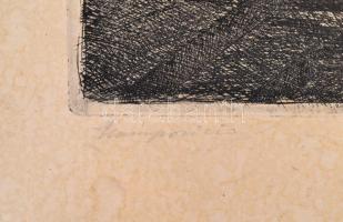 Szőnyi István (1894-1960): Kompozíció (Sírbatétel). Rézkarc, karton, jelzett a nyomaton: Szőnyi 921,...