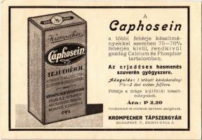 Caphosein tejfehérje, az erjedéses hasmenés szuverén gyógyszere. Krompecher Tápszergyár reklámja / Hungarian medicine advertisement for diarrhea