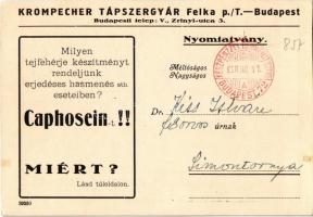 Caphosein tejfehérje, az erjedéses hasmenés szuverén gyógyszere. Krompecher Tápszergyár reklámja / H...