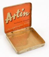 Metanol mentol-borax tabletták fém dobozka, kopásnyomokkal, 6×6,5 cm