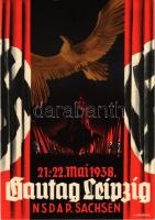 1938 Gautag Leipzig NSDAP Sachsen / German Nazi propaganda card + So. Stpl s: A. Drescher
