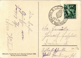 1938 Gautag Leipzig NSDAP Sachsen / German Nazi propaganda card + So. Stpl s: A. Drescher