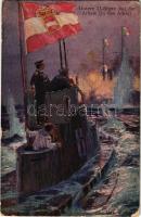 1917 Unsere U-Boote bei der Arbeit (in der Adria) / WWI Austro-Hungarian Navy, K.u.K. Kriegsmarine, submarines at work on the Adriatic Sea, naval flag, officers, mariners. B.K.W.I. 259-206. s: Alex Kircher (EK)