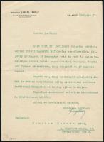 1940 leányfalvi Lingel Károly m. kir kormányfőtanácsos bútorgyáros gépelt levele barátja részére, fejléces papíron, 1940. dec. 18, saját kezű aláírásával.