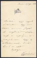 1869 Erzsébet királyné Deák Ferencnek saját kézzel írott ebédmeghívása aláírással / Queen Elisabeth (Sissy) own hand-written and signed invitation letter to Ferenc Deák