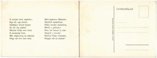 1940 Rákóczi Ferenc induló kottával. Kihajtható képeslap. Magyar Nemzeti Szövetség kiadása / Hungari...